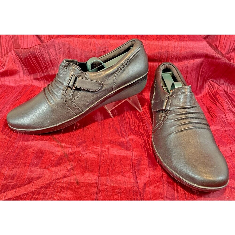 Womens NWT Clarks Everlay Coda  Black Leather Loafers Comfort Shoes z 8N